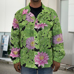 Cute Water Lily Pattern Print Men's Shirt Jacket