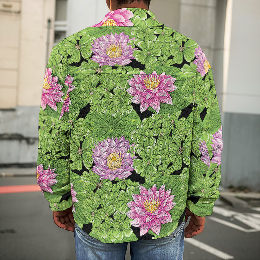 Cute Water Lily Pattern Print Men's Shirt Jacket