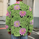 Cute Water Lily Pattern Print Men's Shirt Jacket
