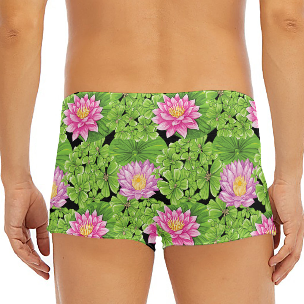 Cute Water Lily Pattern Print Men's Short Boxer Briefs