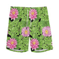 Cute Water Lily Pattern Print Men's Athletic Shorts