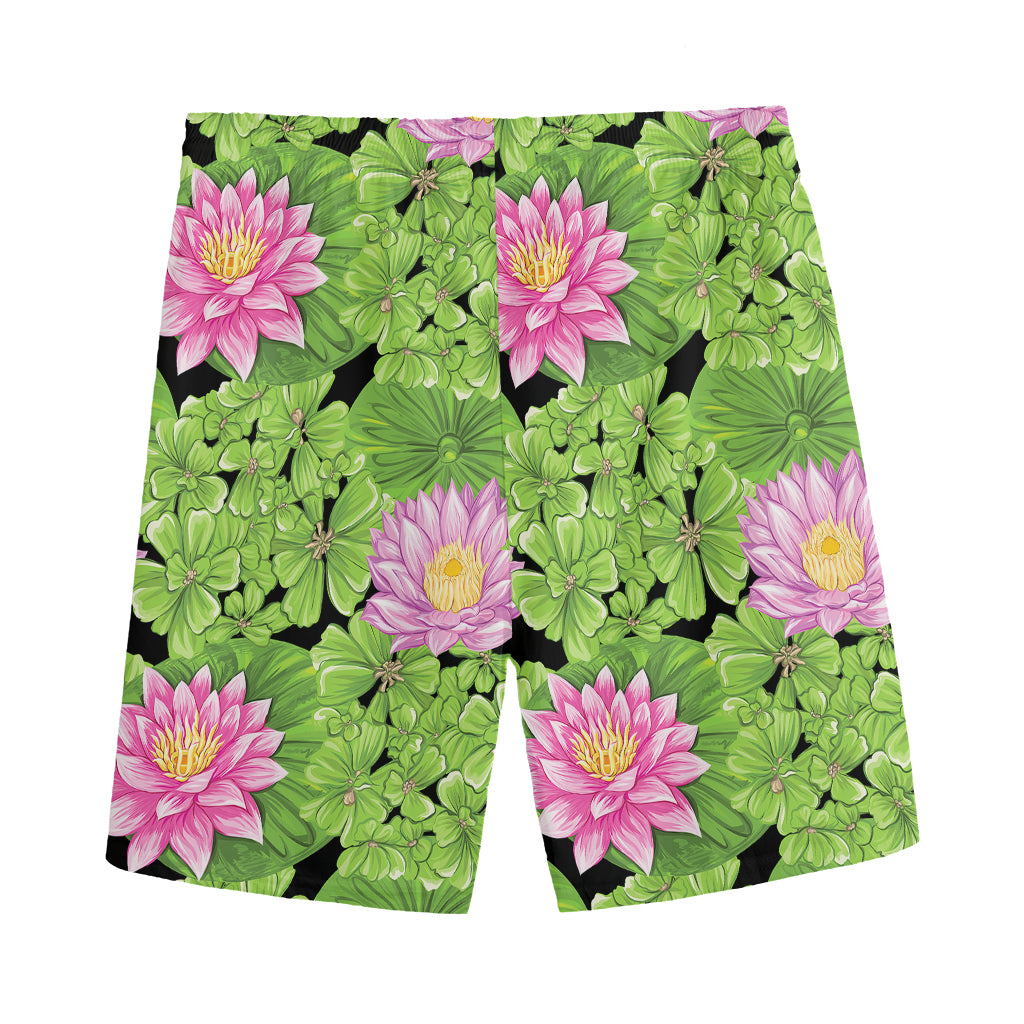 Cute Water Lily Pattern Print Men's Sports Shorts