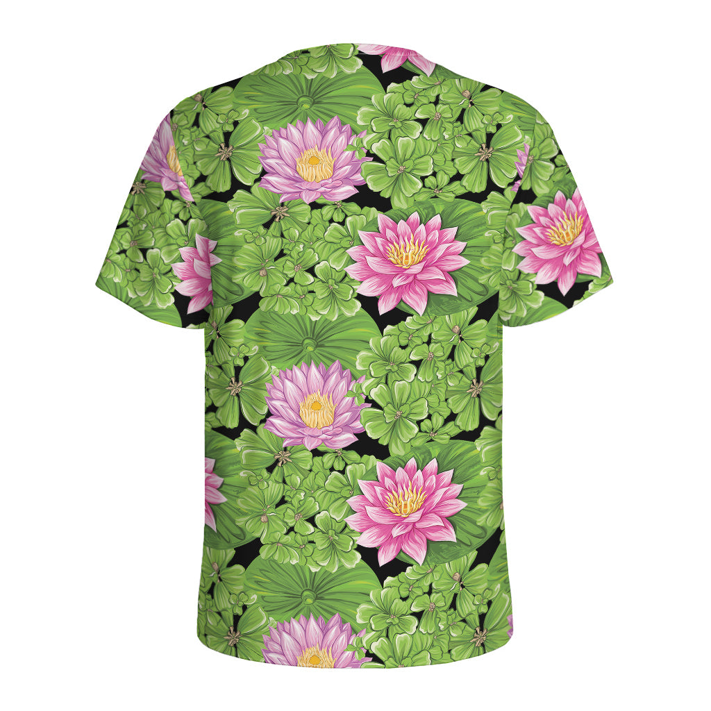 Cute Water Lily Pattern Print Men's Sports T-Shirt