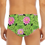 Cute Water Lily Pattern Print Men's Triangle Swim Briefs