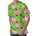 Cute Water Lily Pattern Print Men's Velvet T-Shirt