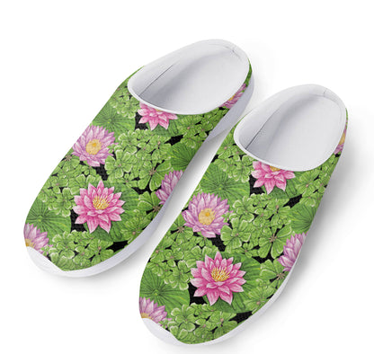 Cute Water Lily Pattern Print Mesh Casual Shoes