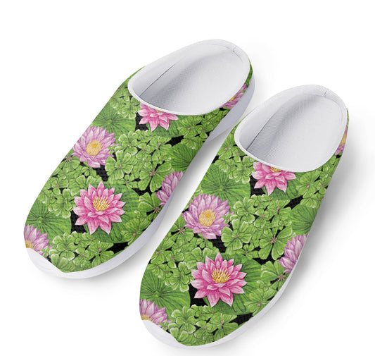 Cute Water Lily Pattern Print Mesh Casual Shoes
