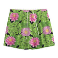 Cute Water Lily Pattern Print Mesh Shorts
