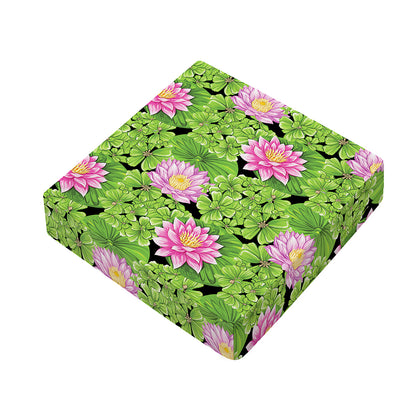 Cute Water Lily Pattern Print Outdoor Seat Cushion Cover