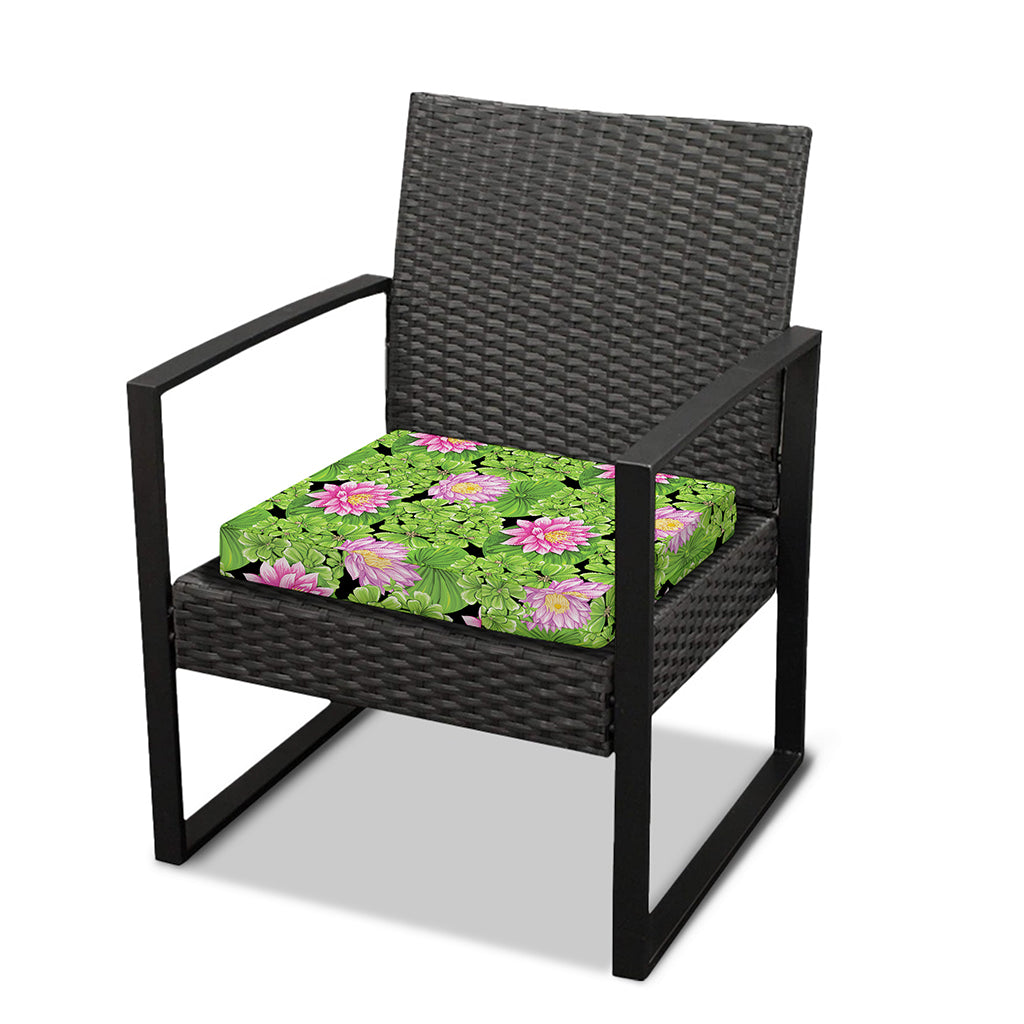 Cute Water Lily Pattern Print Outdoor Seat Cushion Cover