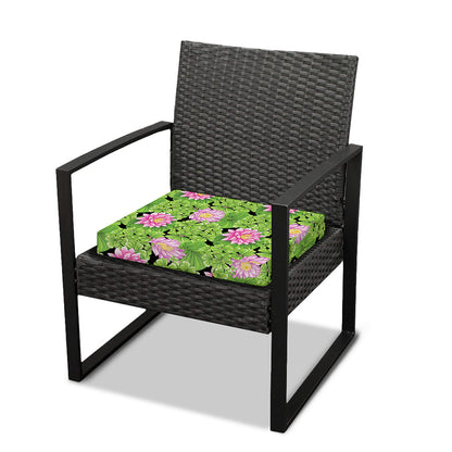 Cute Water Lily Pattern Print Outdoor Seat Cushion Cover