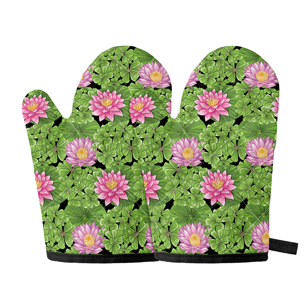 Cute Water Lily Pattern Print Oven Mitts