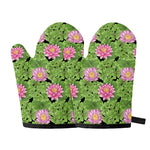 Cute Water Lily Pattern Print Oven Mitts
