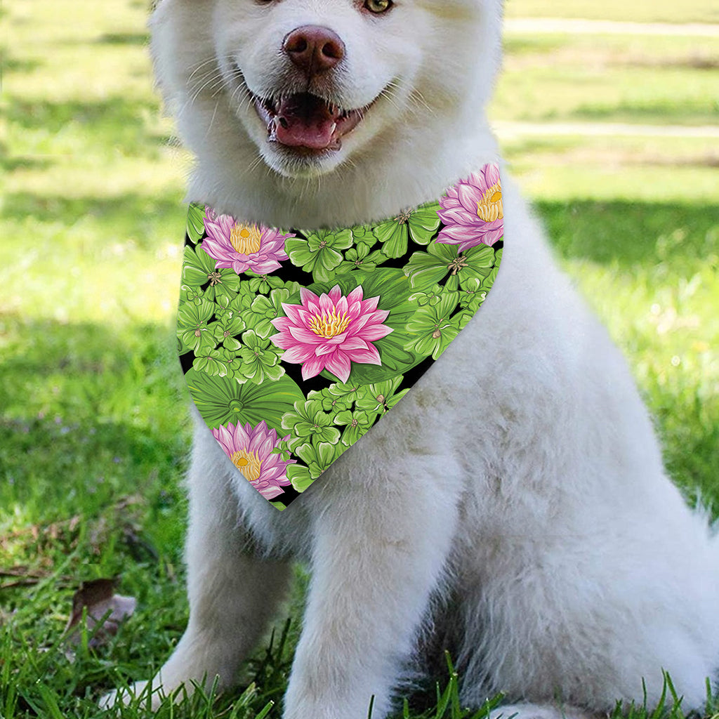 Cute Water Lily Pattern Print Over The Collar Dog Bandana