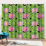 Cute Water Lily Pattern Print Pencil Pleat Curtains