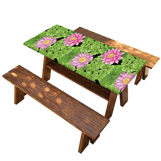 Cute Water Lily Pattern Print Picnic Table Cover
