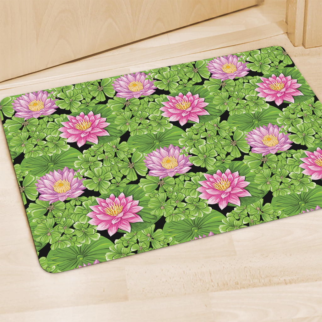 Cute Water Lily Pattern Print Polyester Doormat