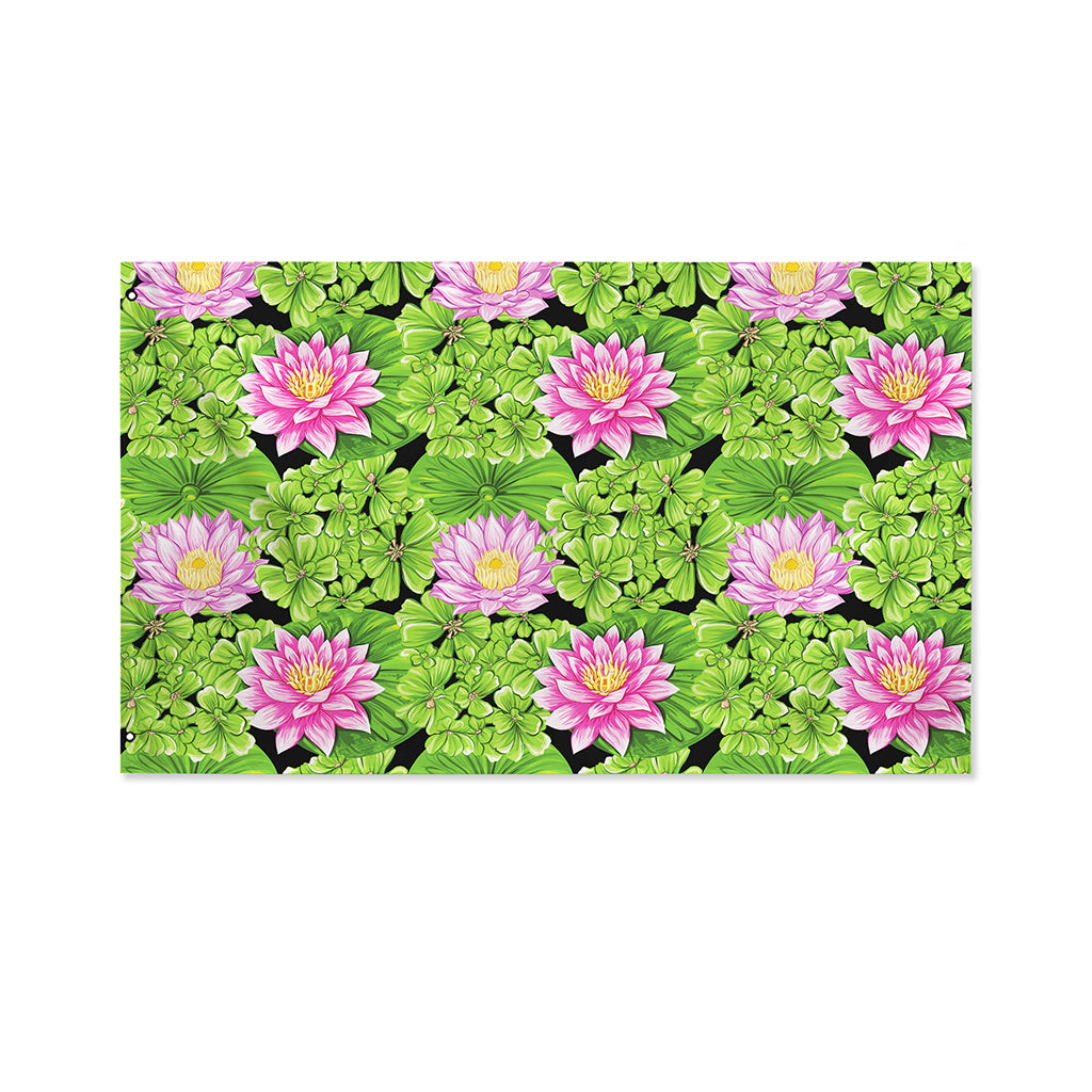 Cute Water Lily Pattern Print Polyester Flag