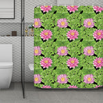 Cute Water Lily Pattern Print Polyester Shower Curtain