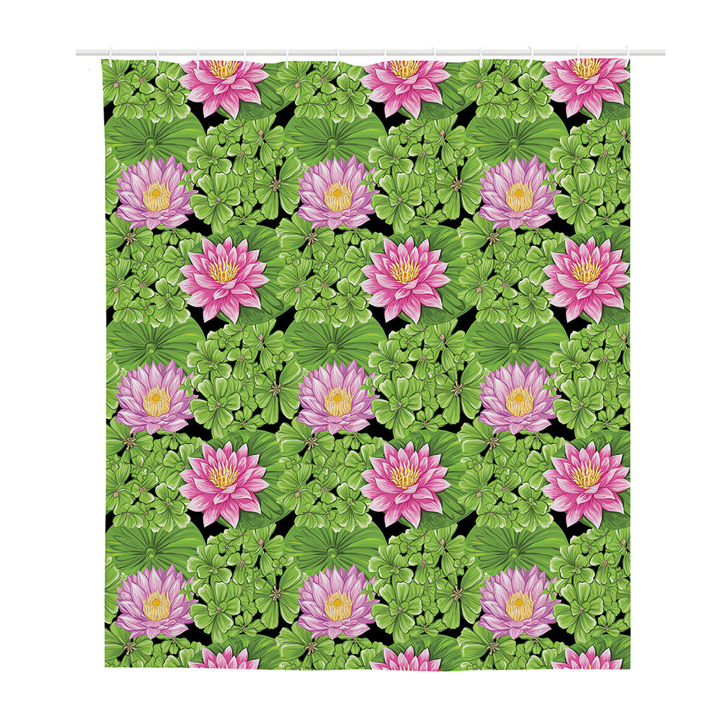Cute Water Lily Pattern Print Polyester Shower Curtain