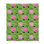 Cute Water Lily Pattern Print Polyester Shower Curtain
