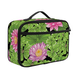 Cute Water Lily Pattern Print Portable Lunch Bag
