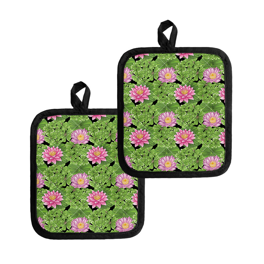 Cute Water Lily Pattern Print Pot Holders