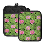 Cute Water Lily Pattern Print Pot Holders With Pocket