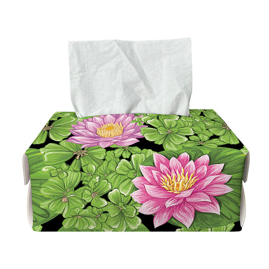 Cute Water Lily Pattern Print Rectangle Tissue Box Cover