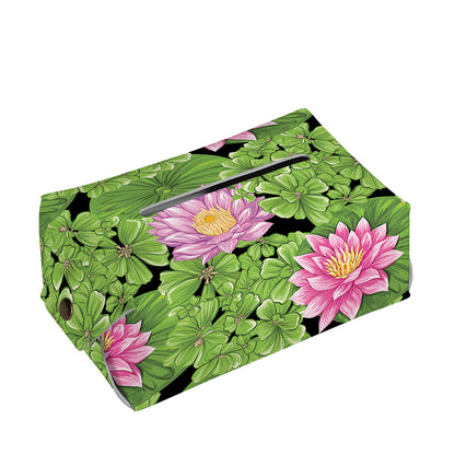 Cute Water Lily Pattern Print Rectangle Tissue Box Cover