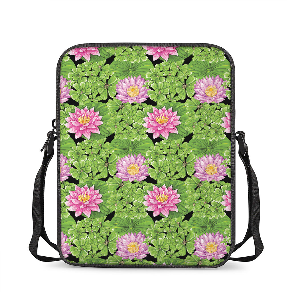 Cute Water Lily Pattern Print Rectangular Crossbody Bag