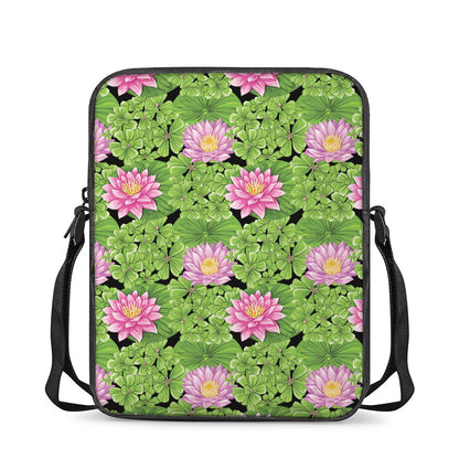 Cute Water Lily Pattern Print Rectangular Crossbody Bag