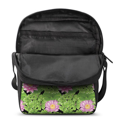 Cute Water Lily Pattern Print Rectangular Crossbody Bag