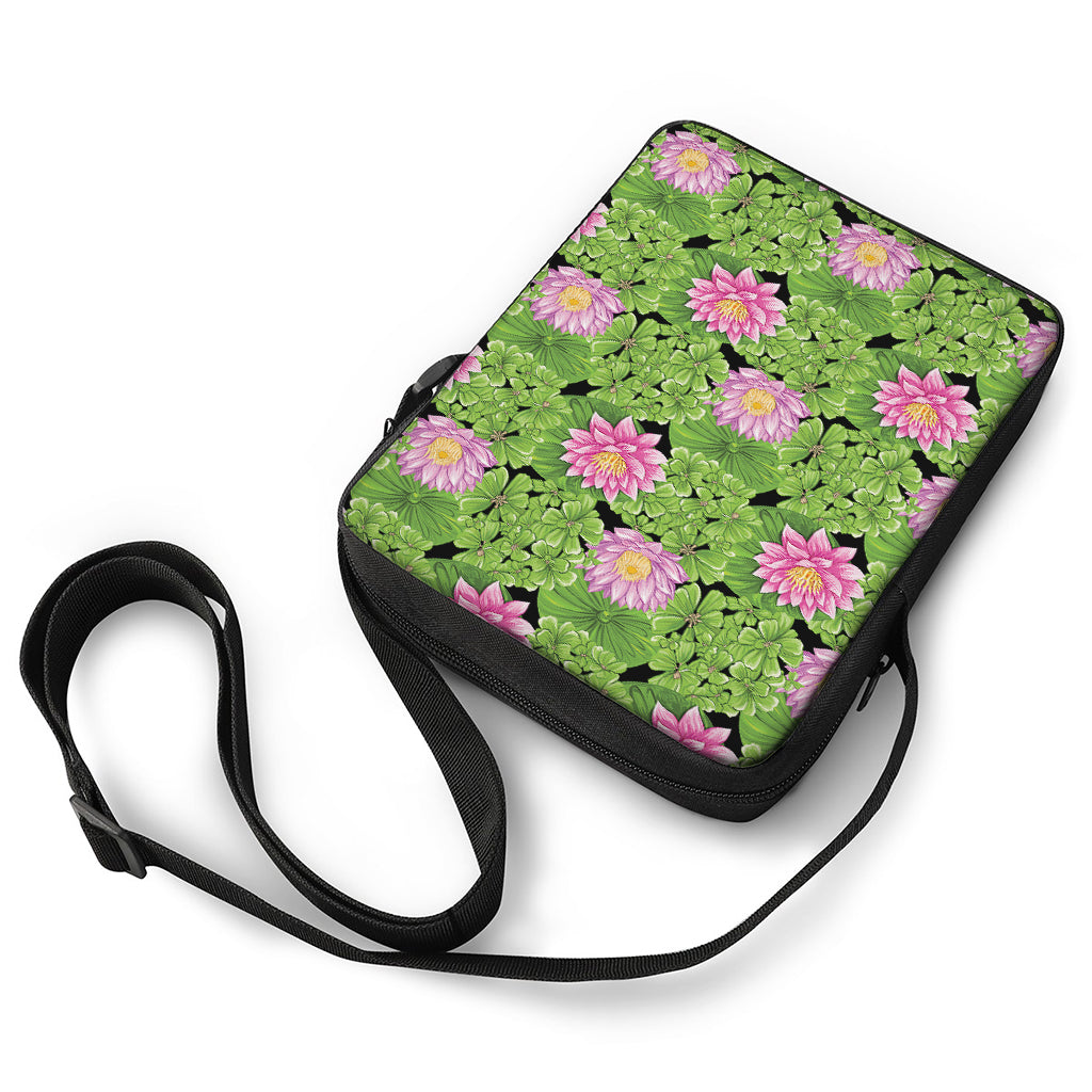 Cute Water Lily Pattern Print Rectangular Crossbody Bag