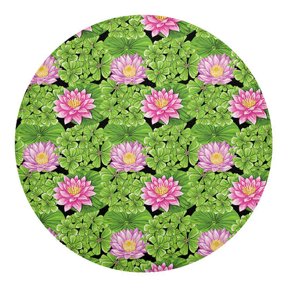 Cute Water Lily Pattern Print Round Blanket