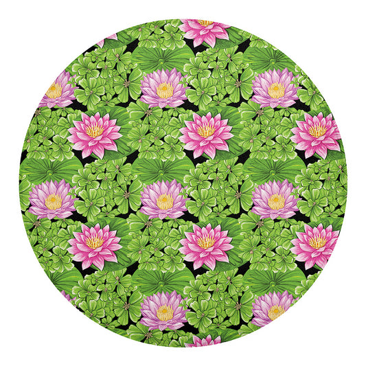 Cute Water Lily Pattern Print Round Blanket