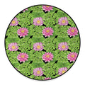 Cute Water Lily Pattern Print Round Floor Mat