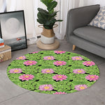 Cute Water Lily Pattern Print Round Rug