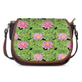 Cute Water Lily Pattern Print Saddle Bag