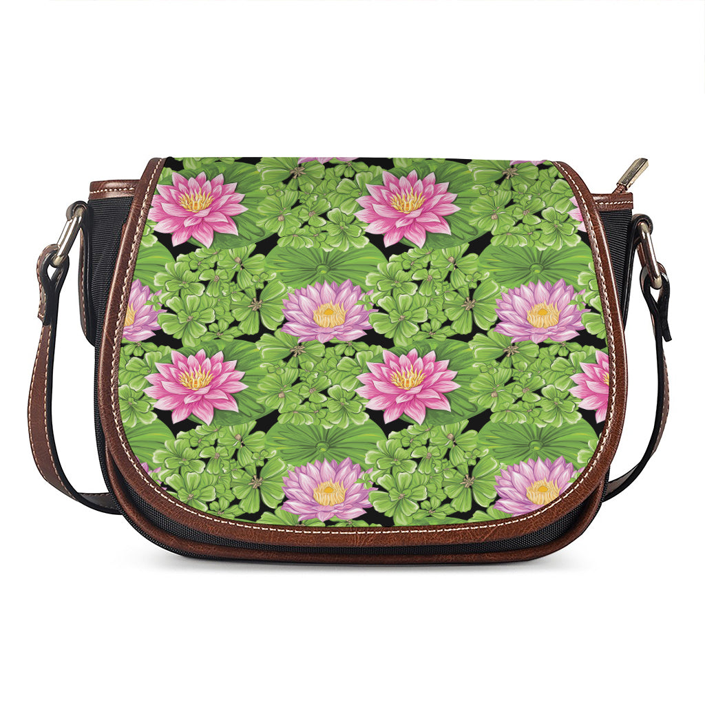 Cute Water Lily Pattern Print Saddle Bag