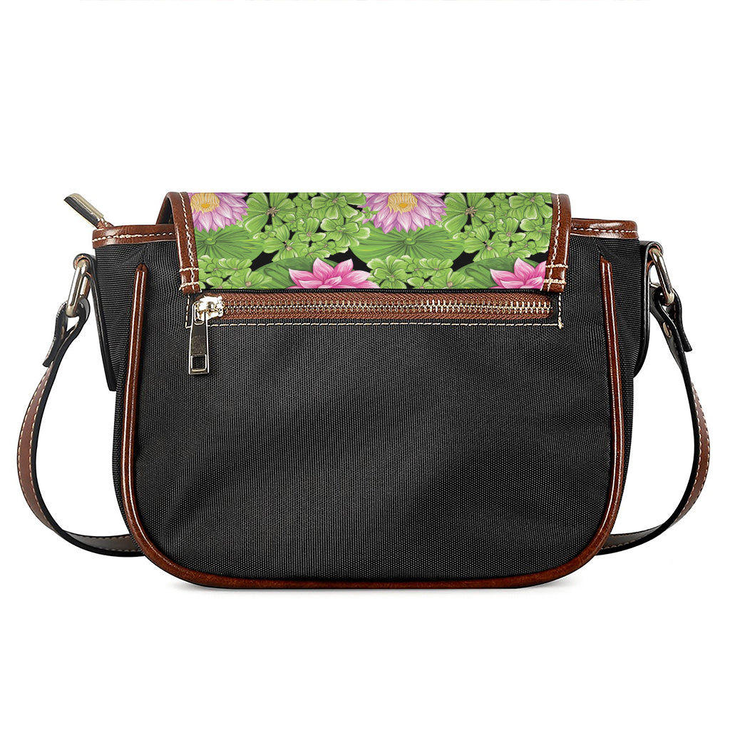 Cute Water Lily Pattern Print Saddle Bag