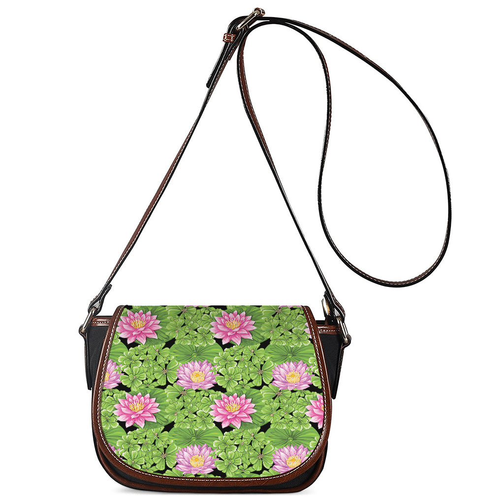 Cute Water Lily Pattern Print Saddle Bag