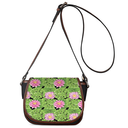 Cute Water Lily Pattern Print Saddle Bag