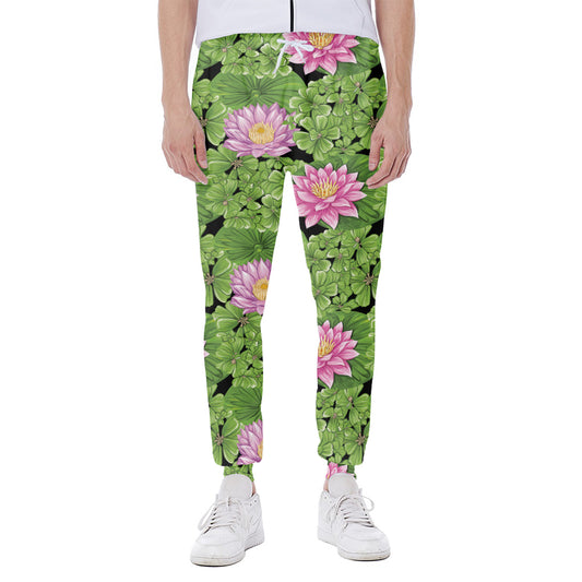 Cute Water Lily Pattern Print Scuba Joggers