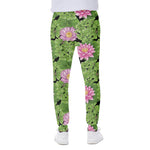 Cute Water Lily Pattern Print Scuba Joggers