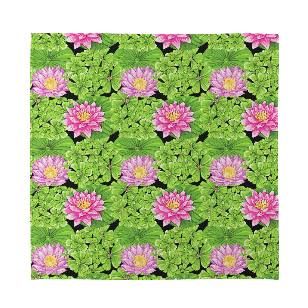 Cute Water Lily Pattern Print Silk Bandana