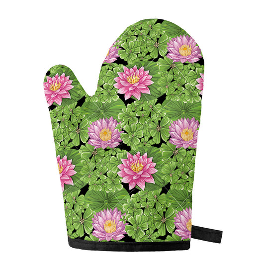 Cute Water Lily Pattern Print Single Oven Mitt