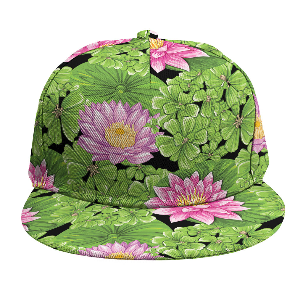 Cute Water Lily Pattern Print Snapback Cap