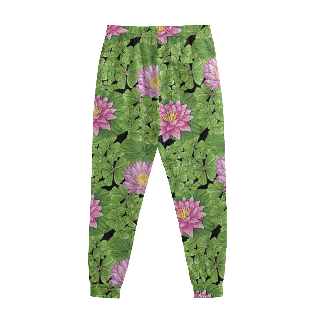 Cute Water Lily Pattern Print Sweatpants