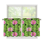 Cute Water Lily Pattern Print Tier Curtains